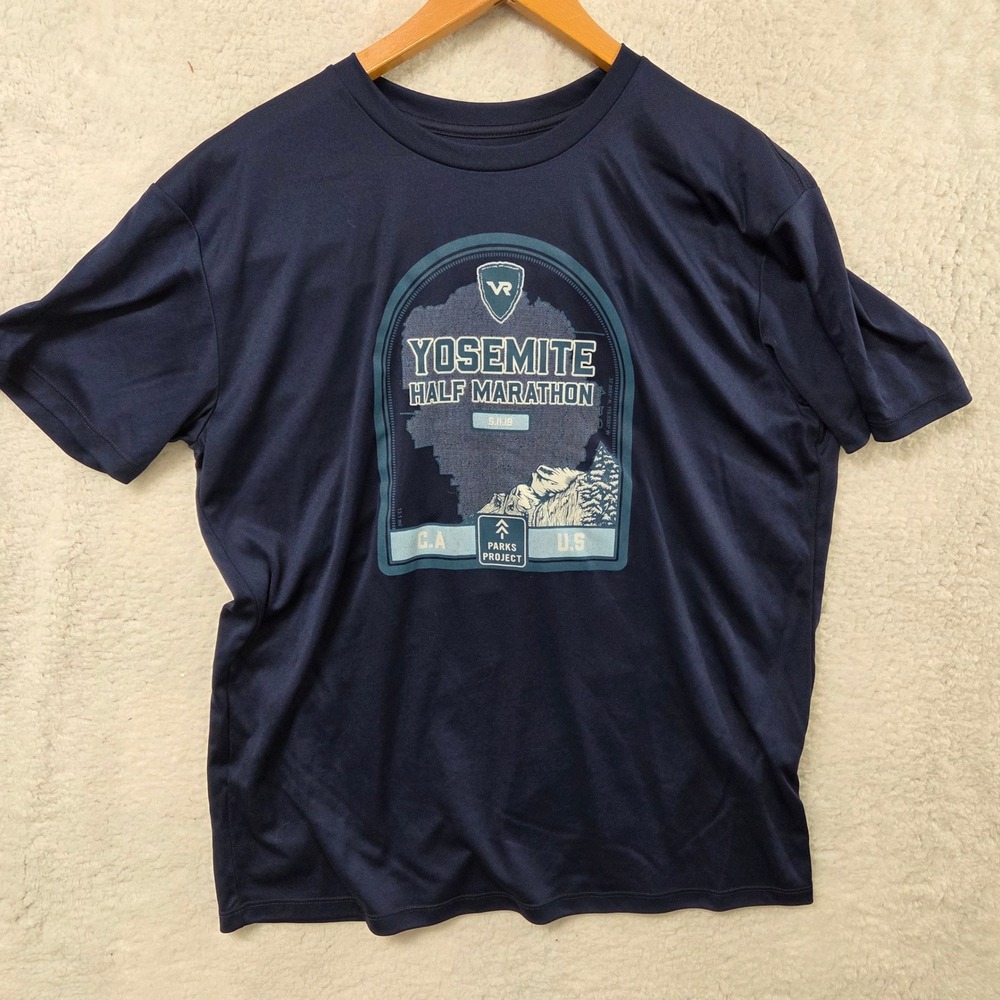 Parks Project Yosemite Half Marathon‎ T Shirt Mens Large Navy Polyester Athletic